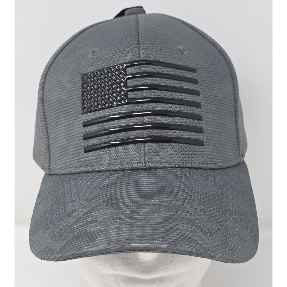 Runs Deep Tactical Hat Ribbed Gray Camo Snapback Cap Rubber American Flag NWT